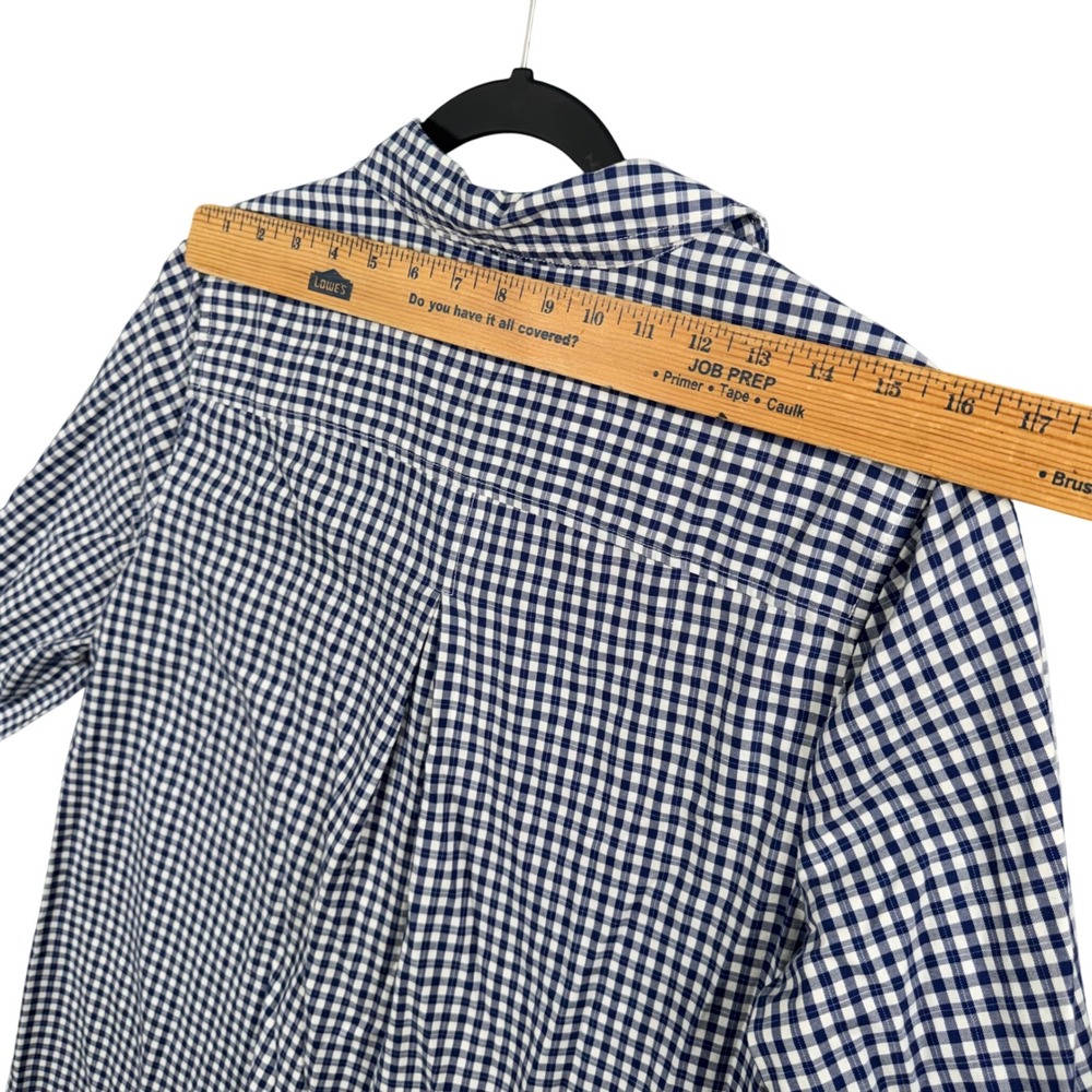 Tyler Boe Button Down Tunic Women L Blue White Gingham Preppy High Low Old Money - Picture 10 of 12